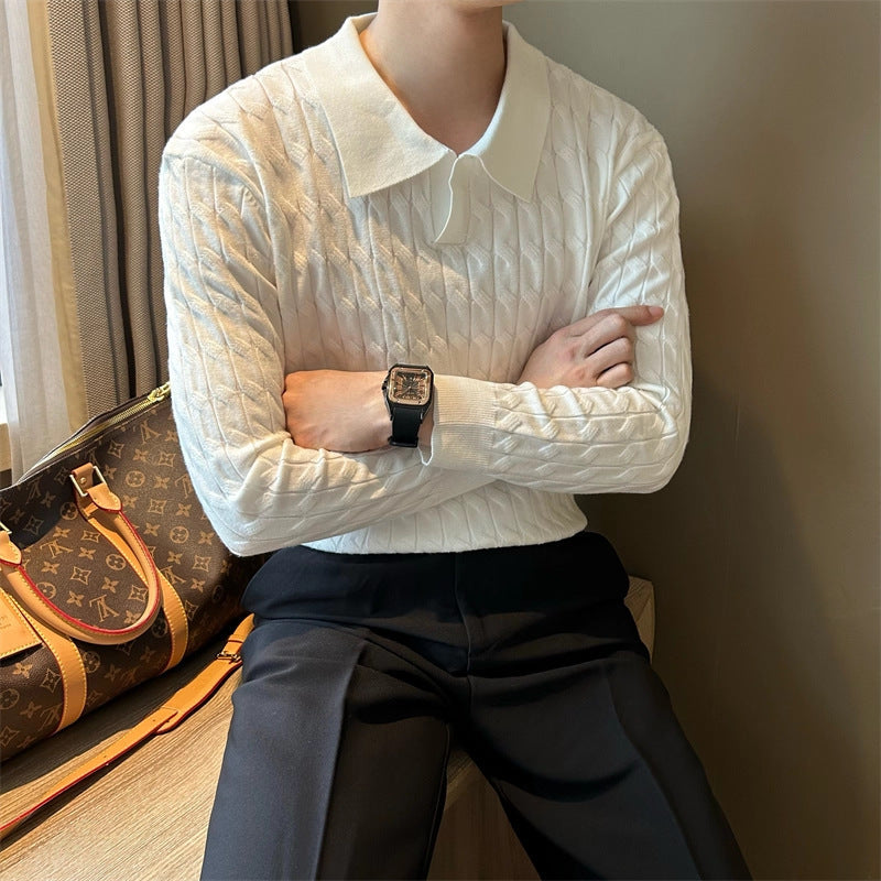 Mens Long Sleeve Polo Knit Sweater